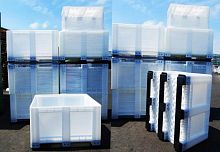 Пищевой пластиковый контейнер биг бокс для склада герметичный БЕЛЫЙ на 3 полозья 570 л (1000Х1200Х745) купить в интернет магазине | M555.COM.UA