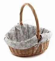 Подарочная корзина из натуральной лозы украшена серой тканью 400X340 H140/260 мм купить в интернет магазине | M555.COM.UA