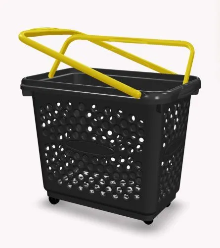 Кошик візок для магазину пластиковий 55 л на колесах з двома ручками Panaro 1018